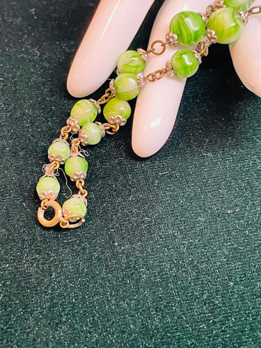 1960’s Green Czech Glass Beaded Necklace